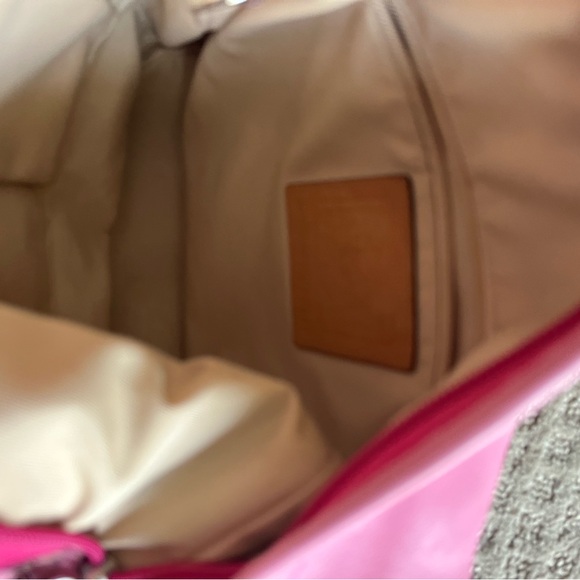 Coach Rugby Striped Pink Leather Duffel Bucket Tote - Picture 7 of 11